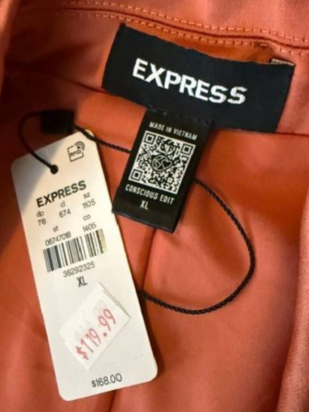 Express Sunset Premium Satin Tie Belt Notch Collar Blazer - Picture 5 of 6